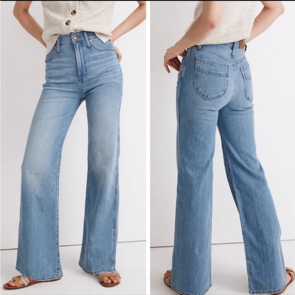 NWT Madewell 11" High-Rise Flare Jeans with magic pockets size 26 Conwell Wash